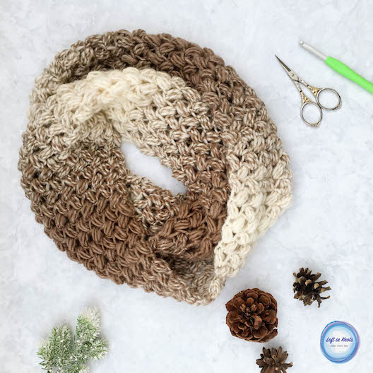This free crochet pattern uses the cloud-like texture of Lion Brand Scarfie yarn combined with the bean stitch to make the most beautiful and comfortable infinity scarf. The Coffee Bean Infinity Scarf takes just one skein of Lion Brand Scarfie yarn and will be a perfect addition to your last-minute gift list this holiday season! This is the third free crochet pattern of my Seven Days of Scarfie pattern collection.