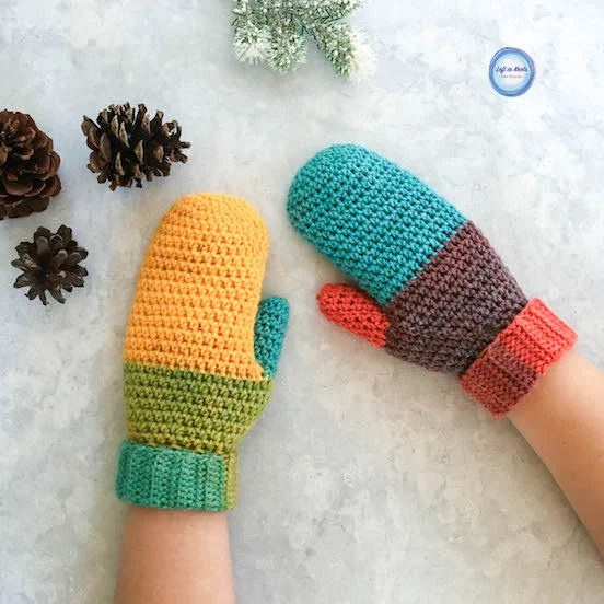 Last month I published my Chroma Scarf pattern and you guys LOVED it! So then I added the matching Chroma Slouch Hat earlier this month. Now I am adding a third piece to the Chroma collection with these pretty, cuffed Chroma Mittens. I hope you enjoy this free crochet pattern!