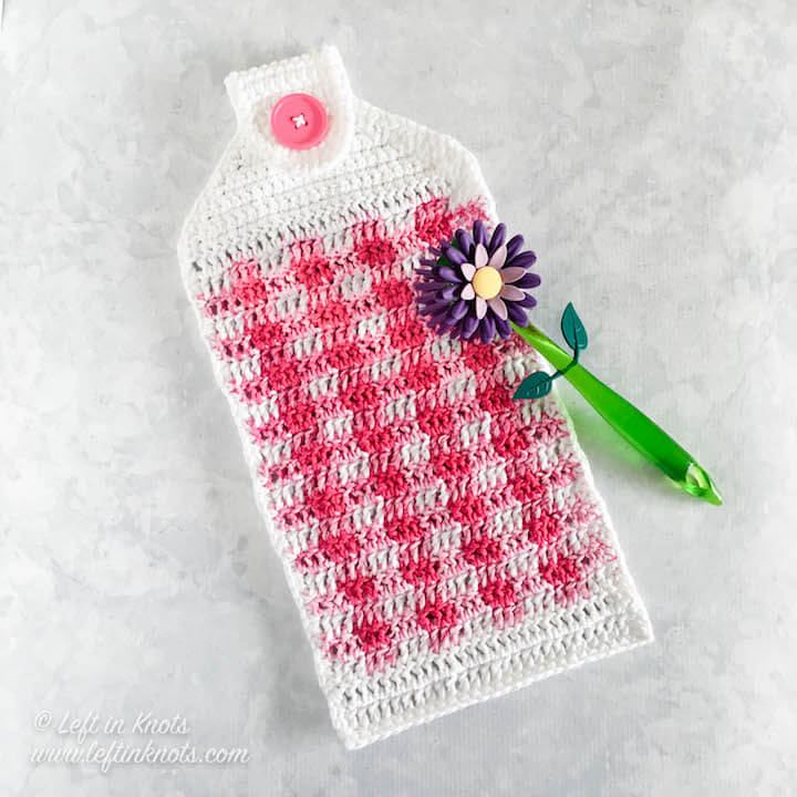 Spring Gingham Hand Towel Free Crochet Pattern Left In Knots