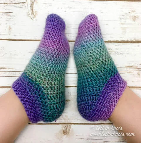 Crochet Cotton Candy Slipper Socks Free Pattern Left In