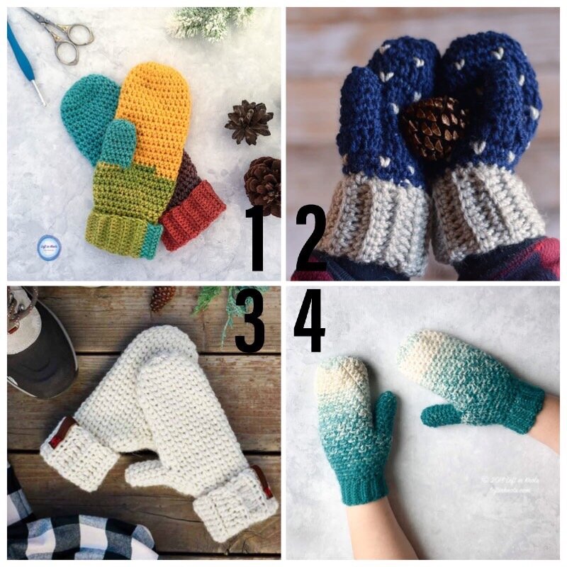 Crochet Mittens for Children and Adults using these Free Crochet
