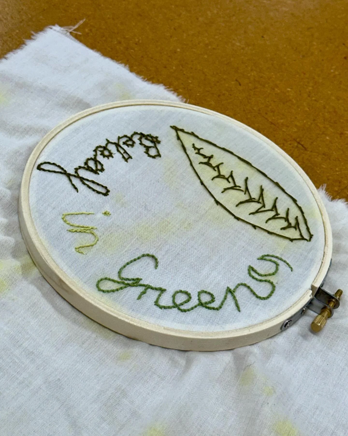 Making a stain into a feature through embroidery! You can tell my technique improved as I progressed through the letters, however what I&rsquo;ve learnt is next time I should draw/write out my design before going freehand! #beleafingreen 😈

#sustain