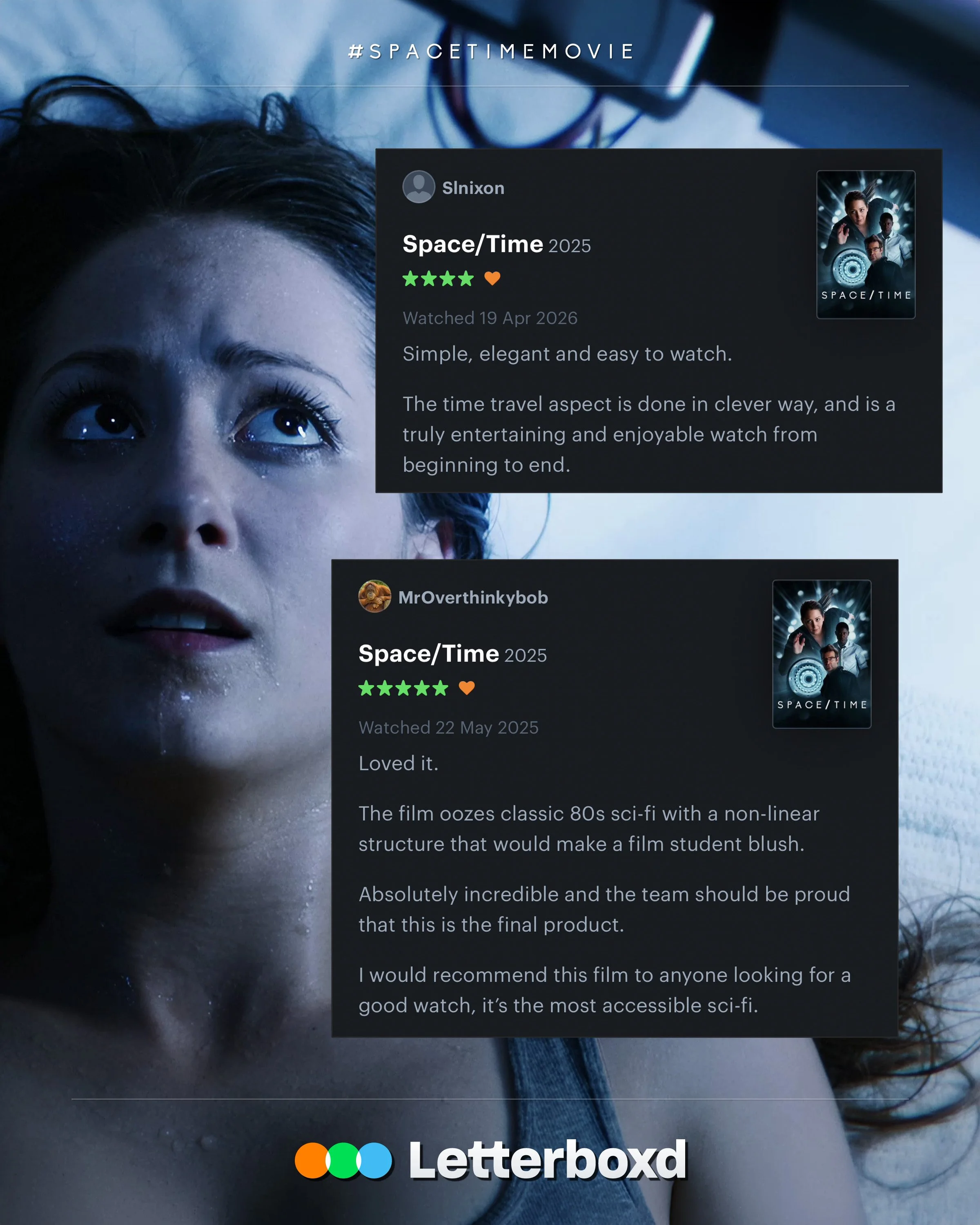 We&rsquo;ve loved seeing people discover SPACE/TIME and connect with different parts of the film, from the time travel and performances to the visuals, sound and music. 💫

Your @letterboxd reviews have been thoughtful, generous, surprising, and occa