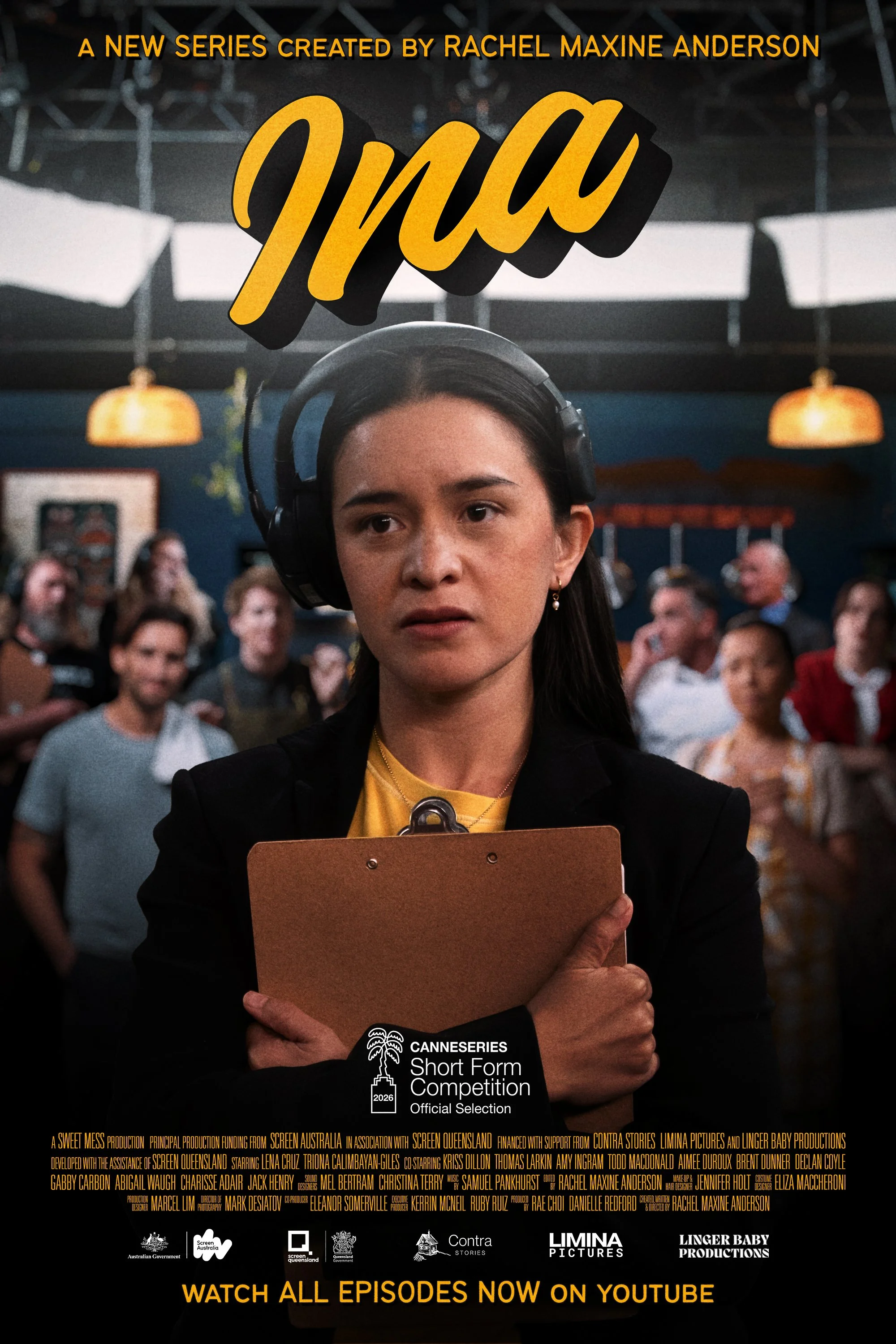 Poster for the series INA, selected for the CANNESERIES Short Form Competition 2026.