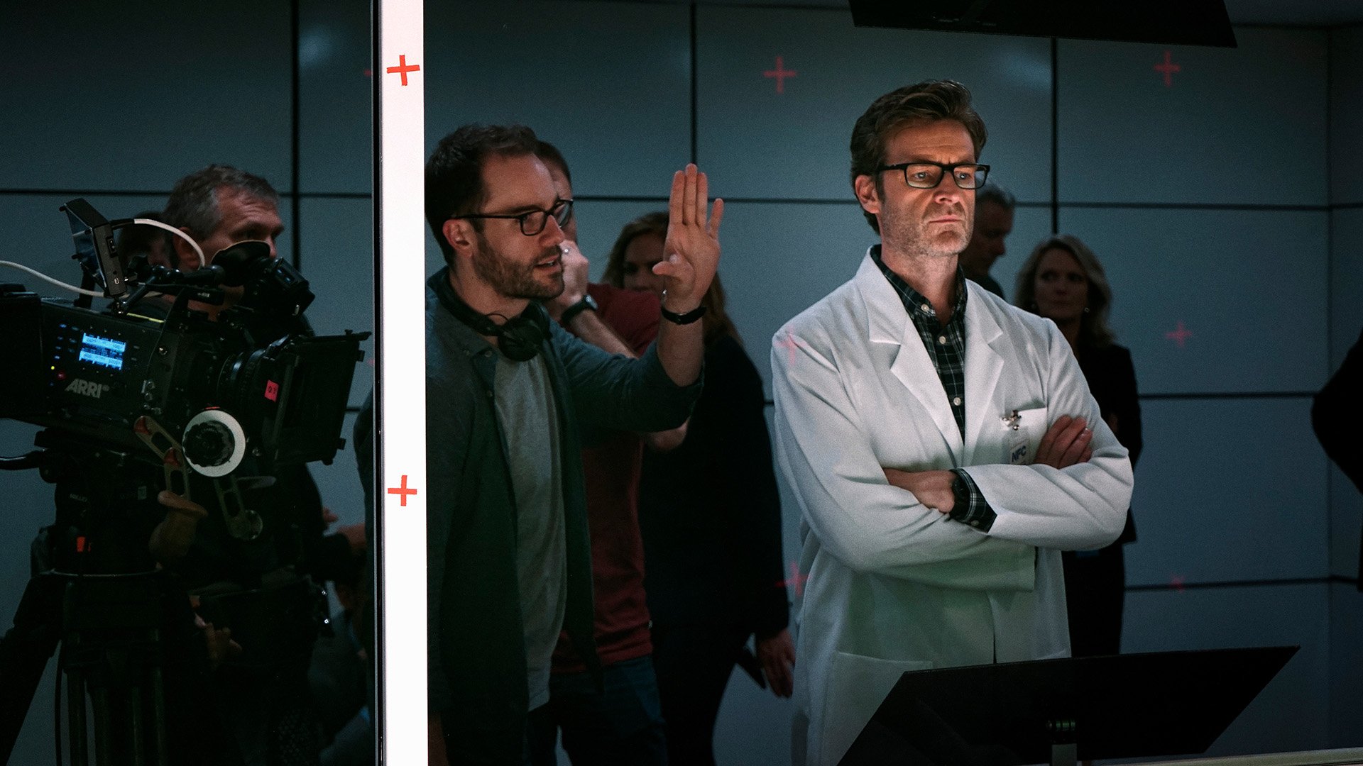 Michael O'Halloran directing Hugh Parker as Holt on the set of SPACE/TIME.