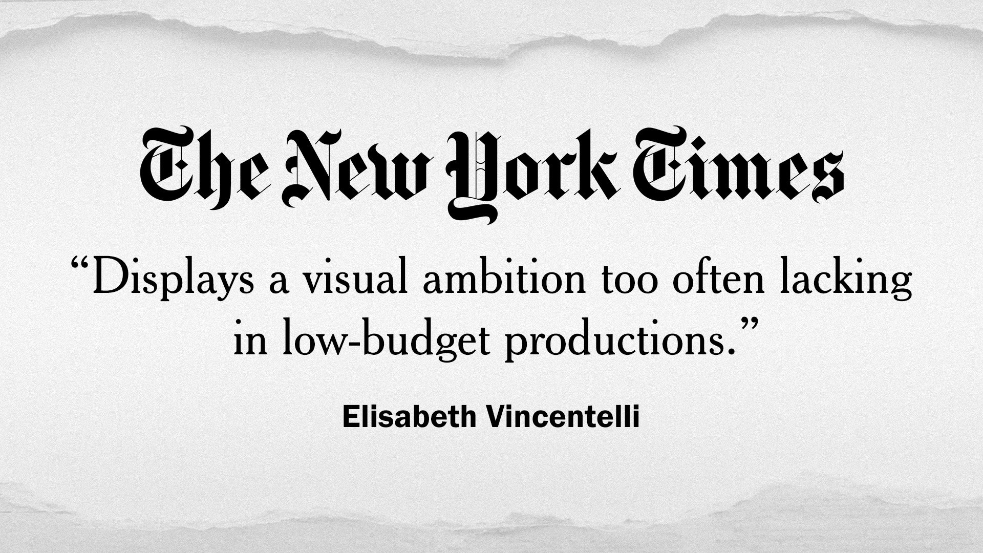 The New York Times quote from Elisabeth Vincentelli highlighting SPACE/TIME’s visual ambition.