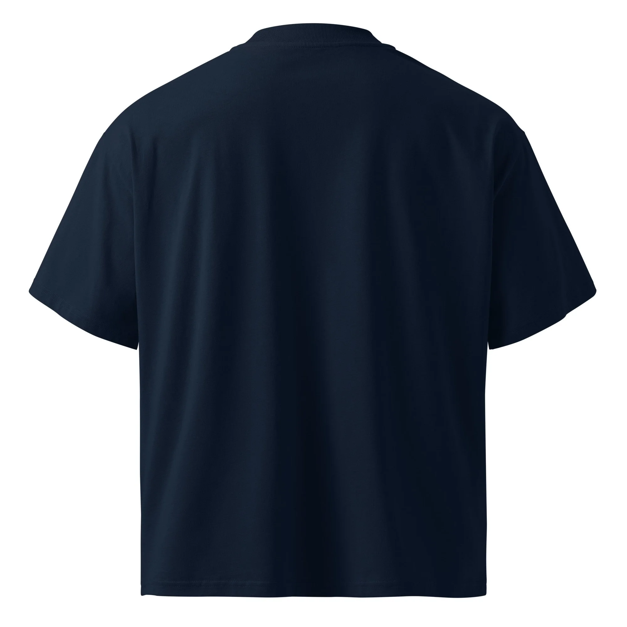 unisex-organic-oversized-high-neck-blaster-2.0-t-shirt-french-navy-back-69d67f94db779.jpg