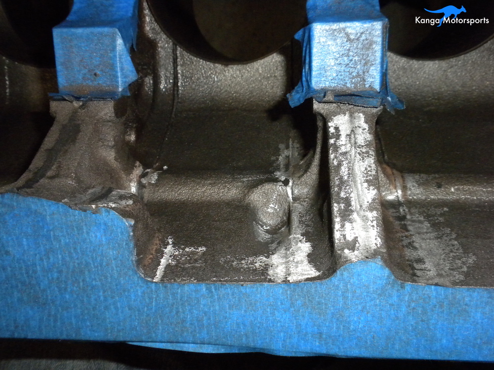 Engine Block Modifications Grind Down the Casting Flash 3.JPG