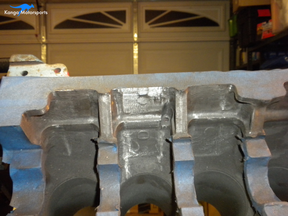 Engine Block Modifications Sanding Down the Casting Finish 6.JPG