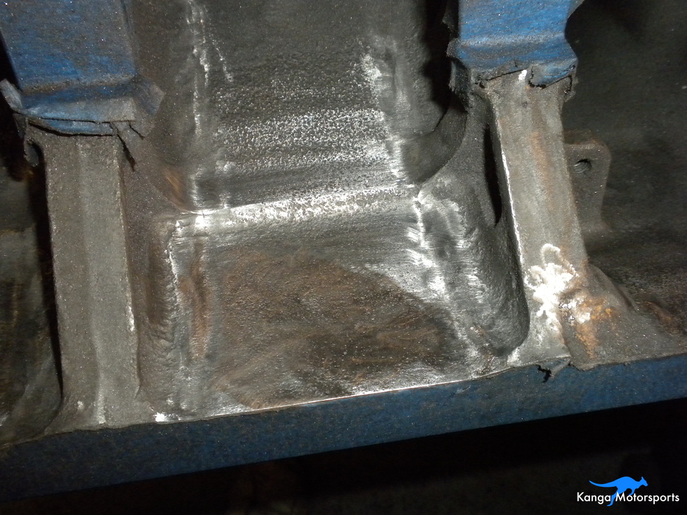 Engine Block Modifications Fine Sanding Down the Casting Finish 5.JPG