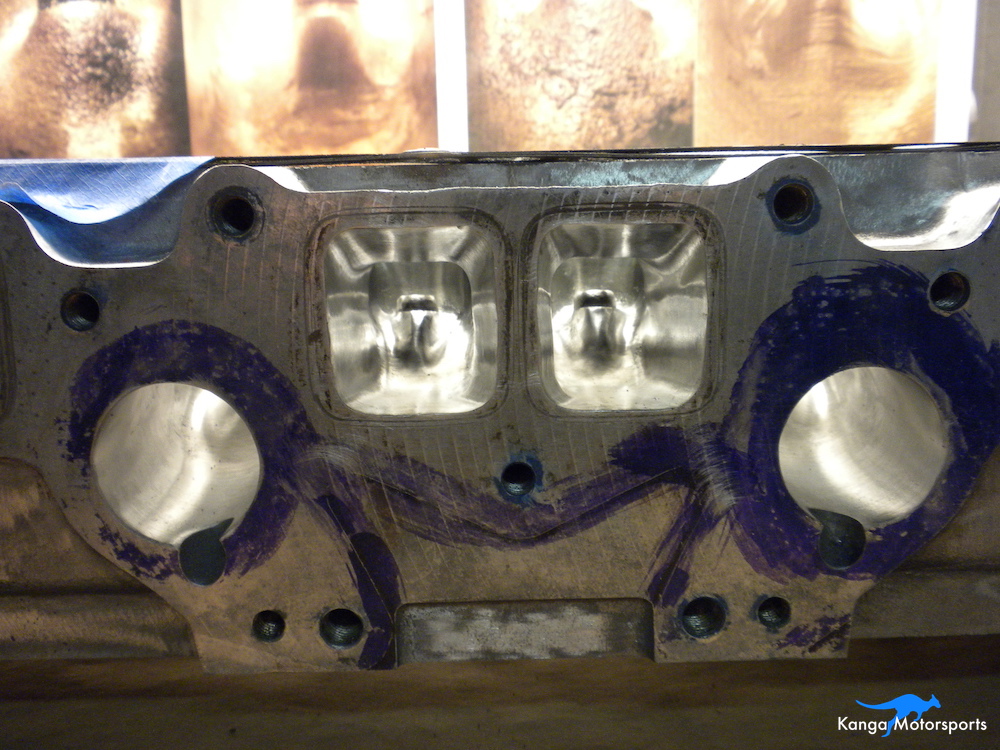 Datsun Cylinder Head Polished Exhaust Ports.JPG