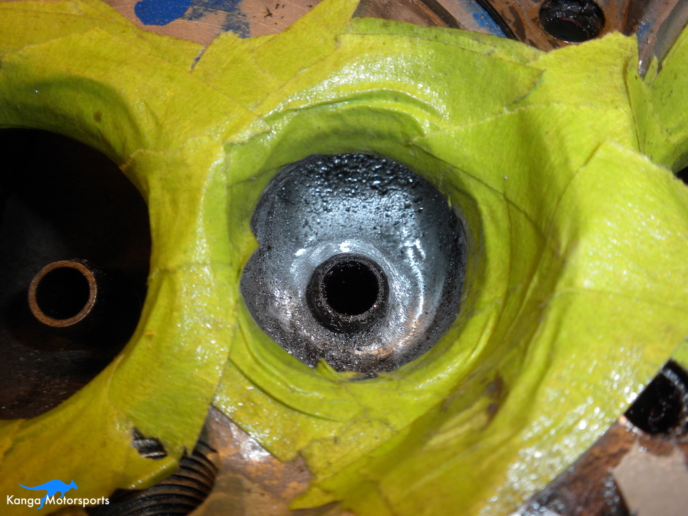 Datsun Cylinder Head Exhaust Bowl Carbide Burr Detail.JPG