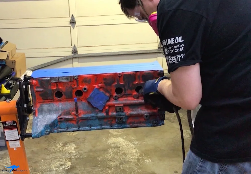 Kanga Motorsports Datsun 240z Engine Build Removing Engine Block Paint and Rust Core Plug Cleaning.jpg