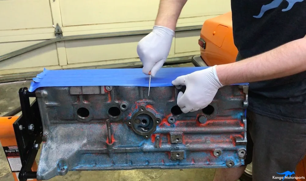 Kanga Motorsports Datsun 240z Engine Build Painting the Engine Block Masking Detail.jpg