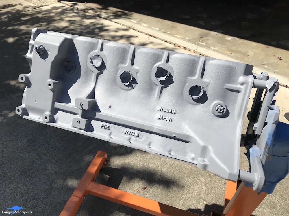 Kanga Motorsports Datsun 240z Engine Build Painting the Engine Block Primer Coats.JPG