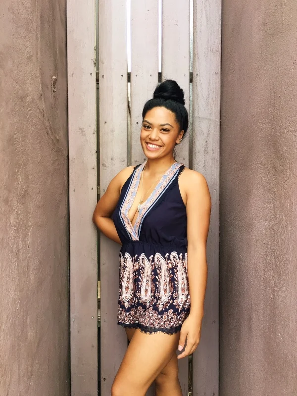 Want to go sexy? Shorter length, and a low neckline should do it. Pair this romper with your favorite wedges for that cute summer-chic look.