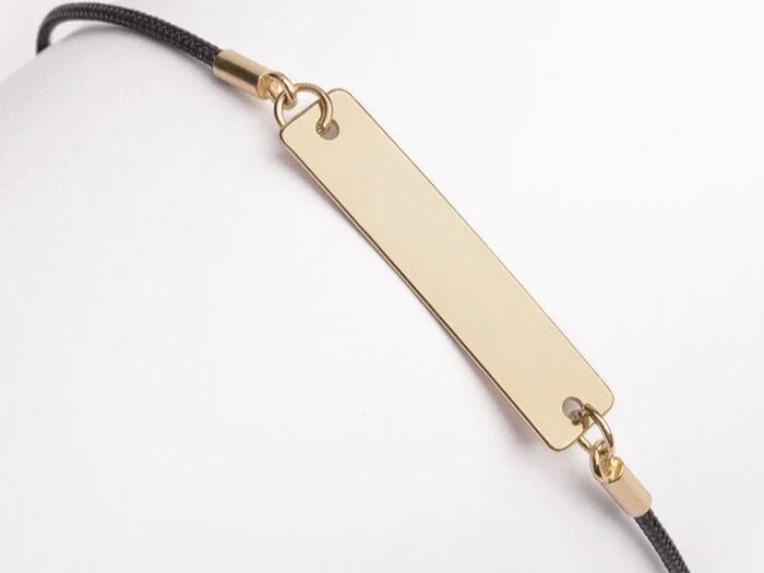 24K Gold Coated .924 Silver Bar Pendant w/String- Bracelet only