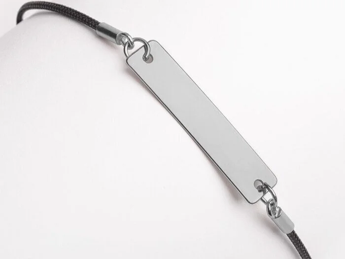 Black Rhodium Coated .924 Silver Bar Pendant w/String- Bracelet only