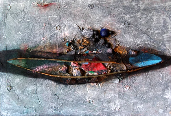 Craters, 40x30, assamblage on board, 2008