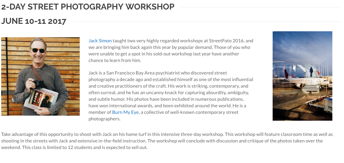 2-DAY STREET PHOTOGRAPHY WORKSHOP BY JACK SIMON