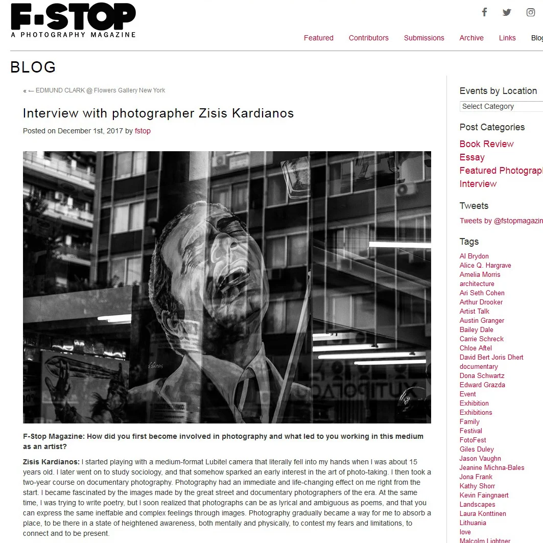 ZISIS KARDIANOS IS THE FEATURED PHOTOGRAPHER AT F-STOP MAGAZINE