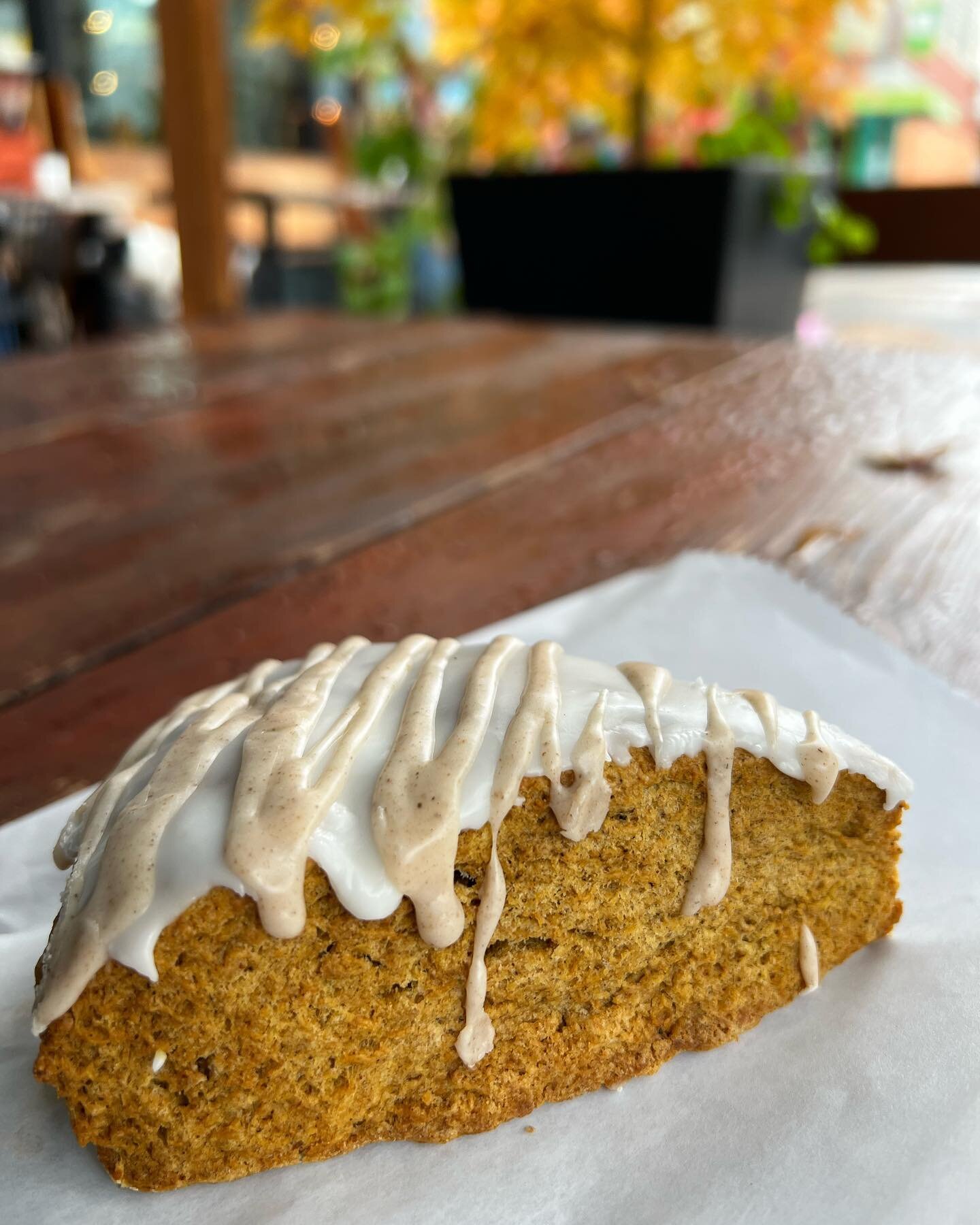 New scone alert!🎃 If you haven&rsquo;t tried our pumpkin scones yet you&rsquo;re missing out! Perfect accompaniment to @wildwoodchai 🍁🫶