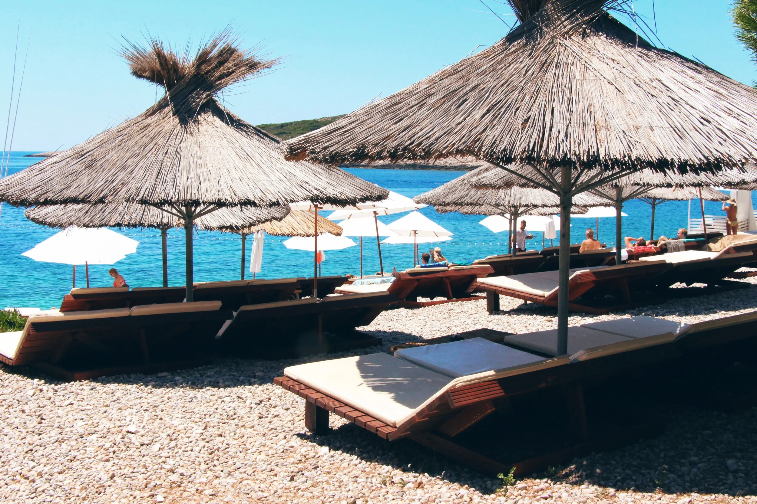 Sunbeds at Carpe Diem beach bar
