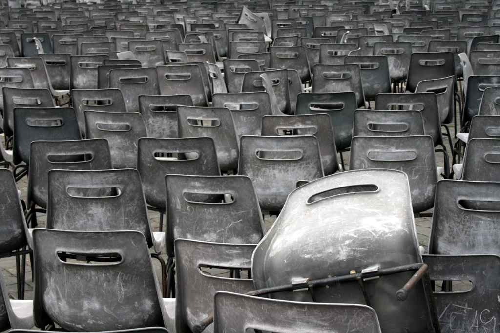 Chairs lying around in the Vatican area, outside St Peter's Basilica