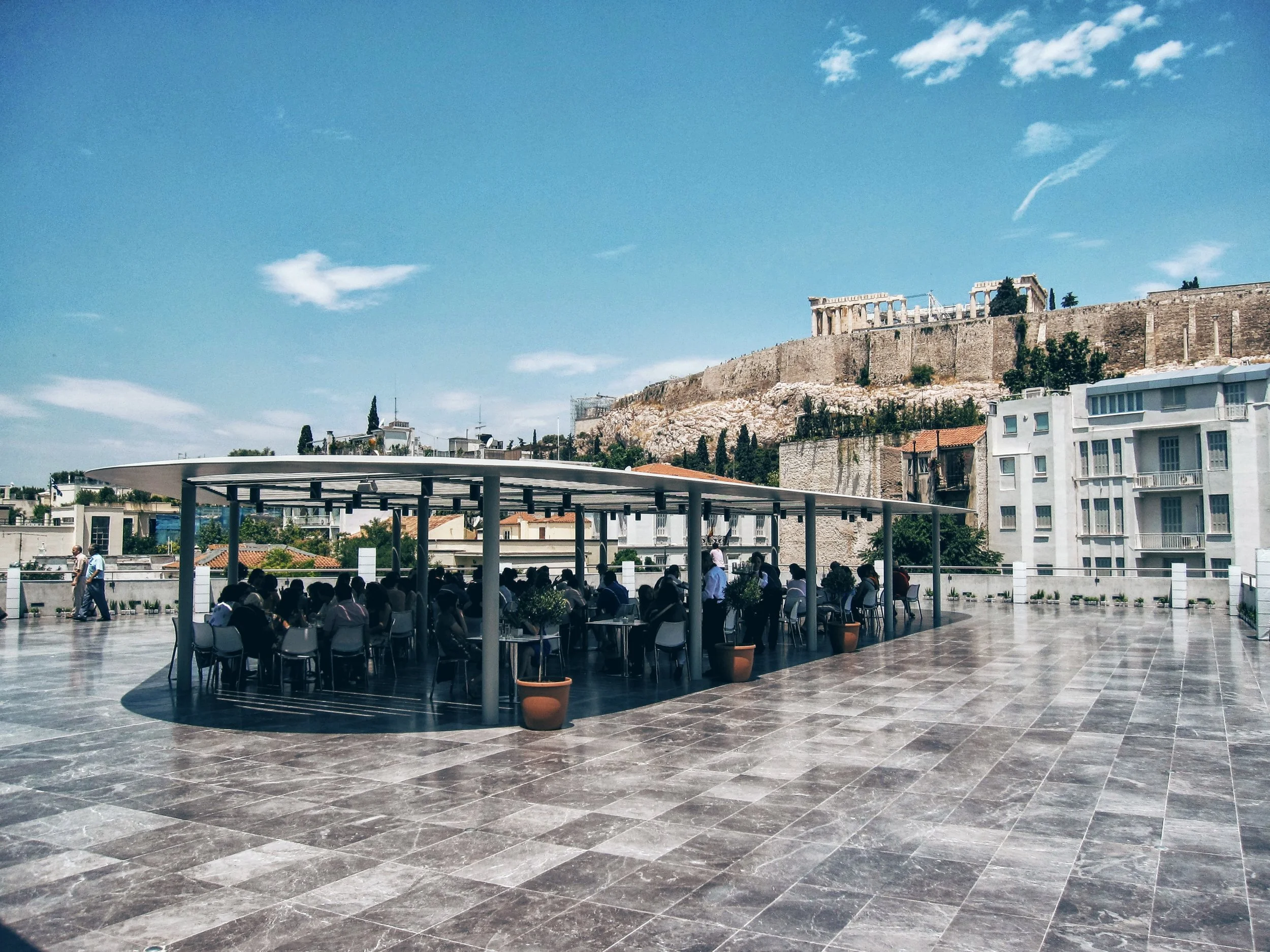 The terrace at the Acropolis Museum directly facing the Parthenon