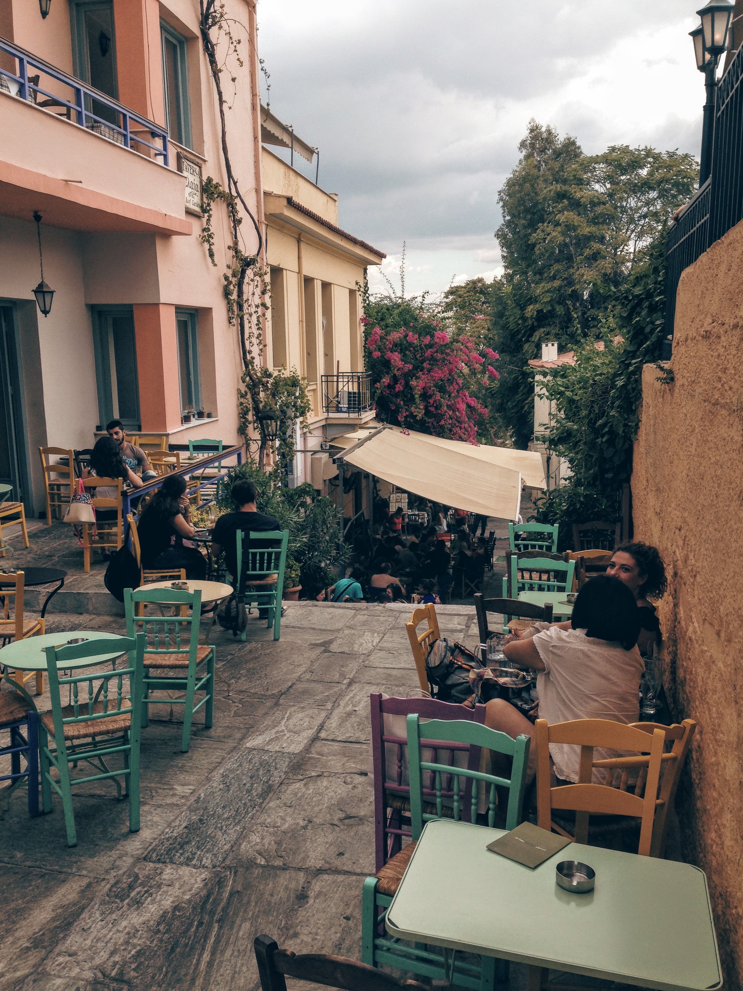 Coffee shops catering mostly to youngsters at Anafiotika in Plaka