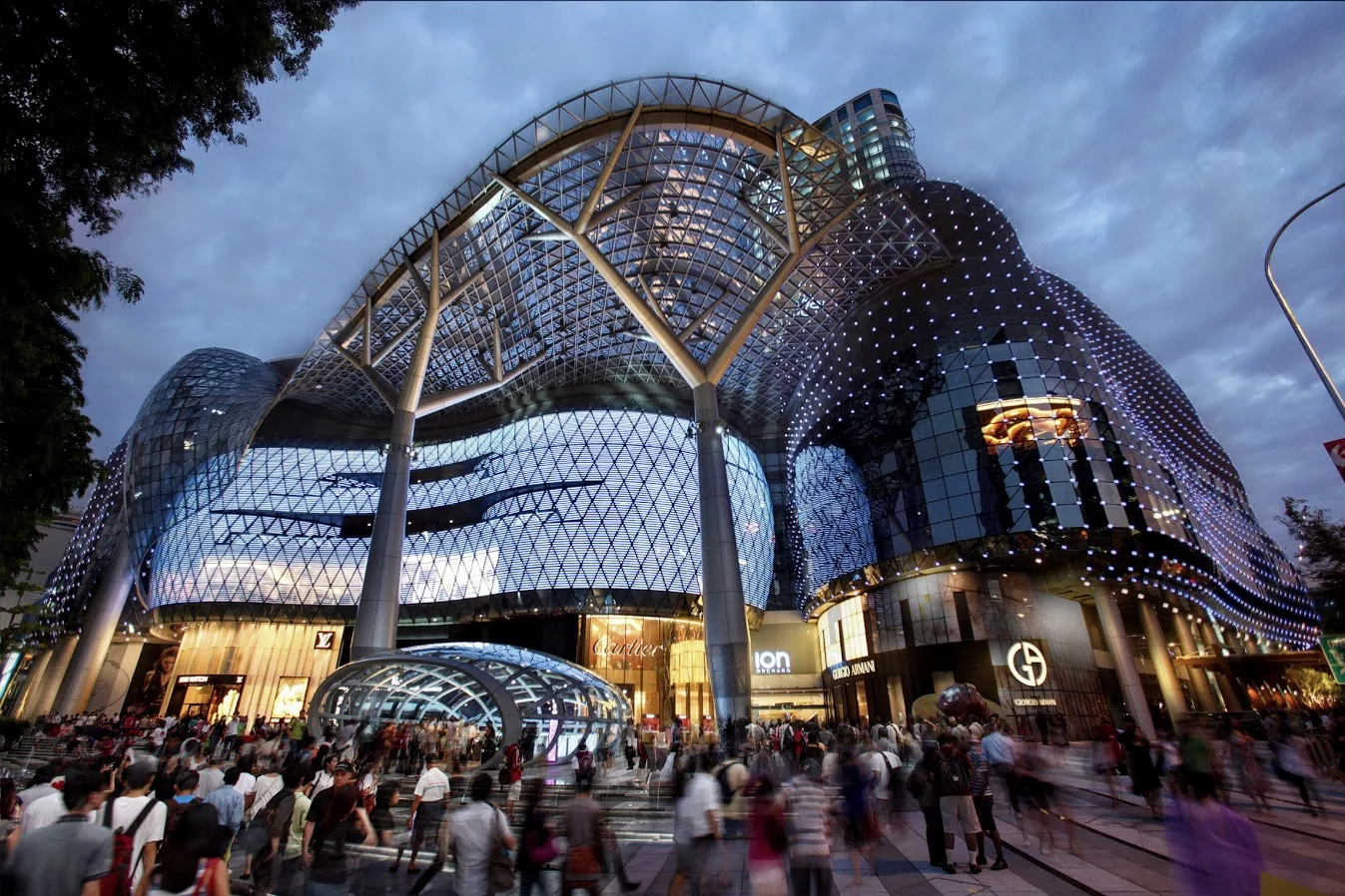 The famous ION shopping centre on Orchard road featuring luxury boutique shops