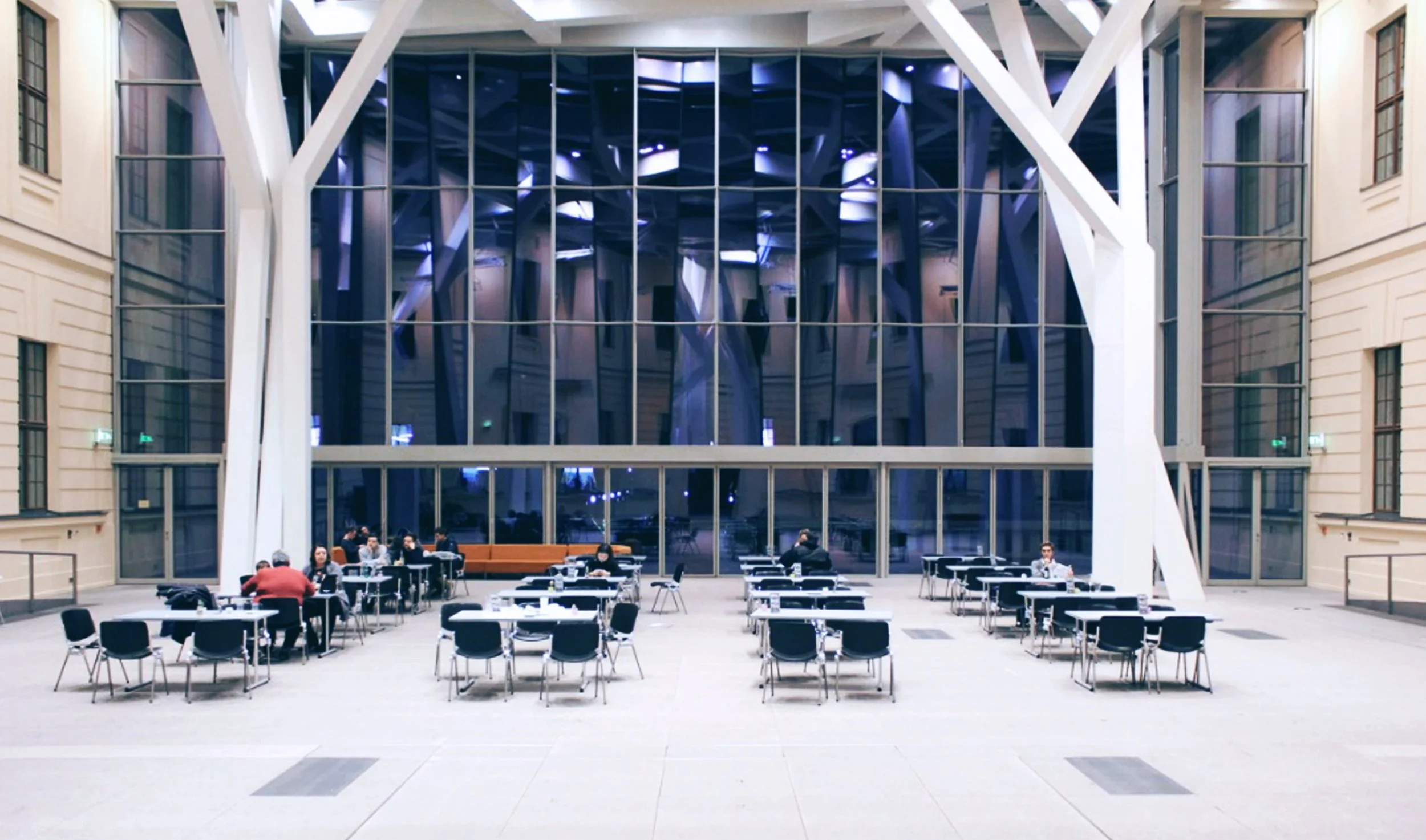 The Jewish Museum’s café in the glass enclosed courtyard