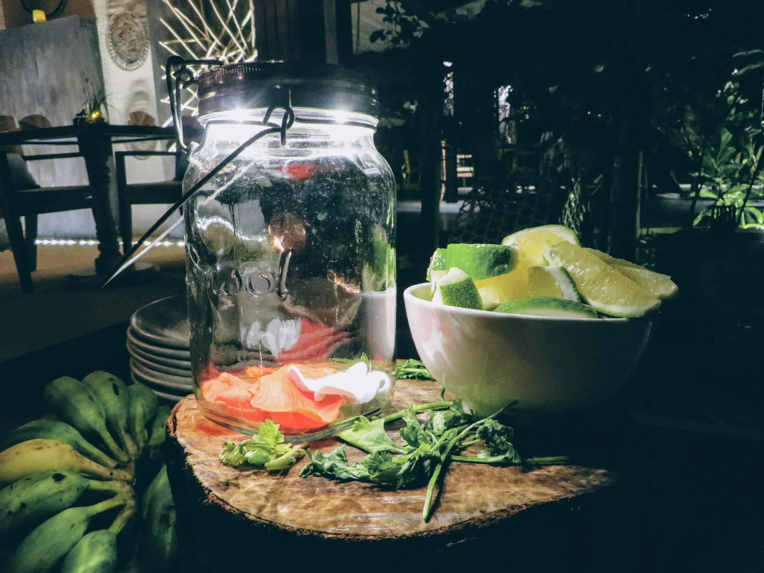 Local ingredients, such as coconut, lime, and cassava were incorporated into every meal