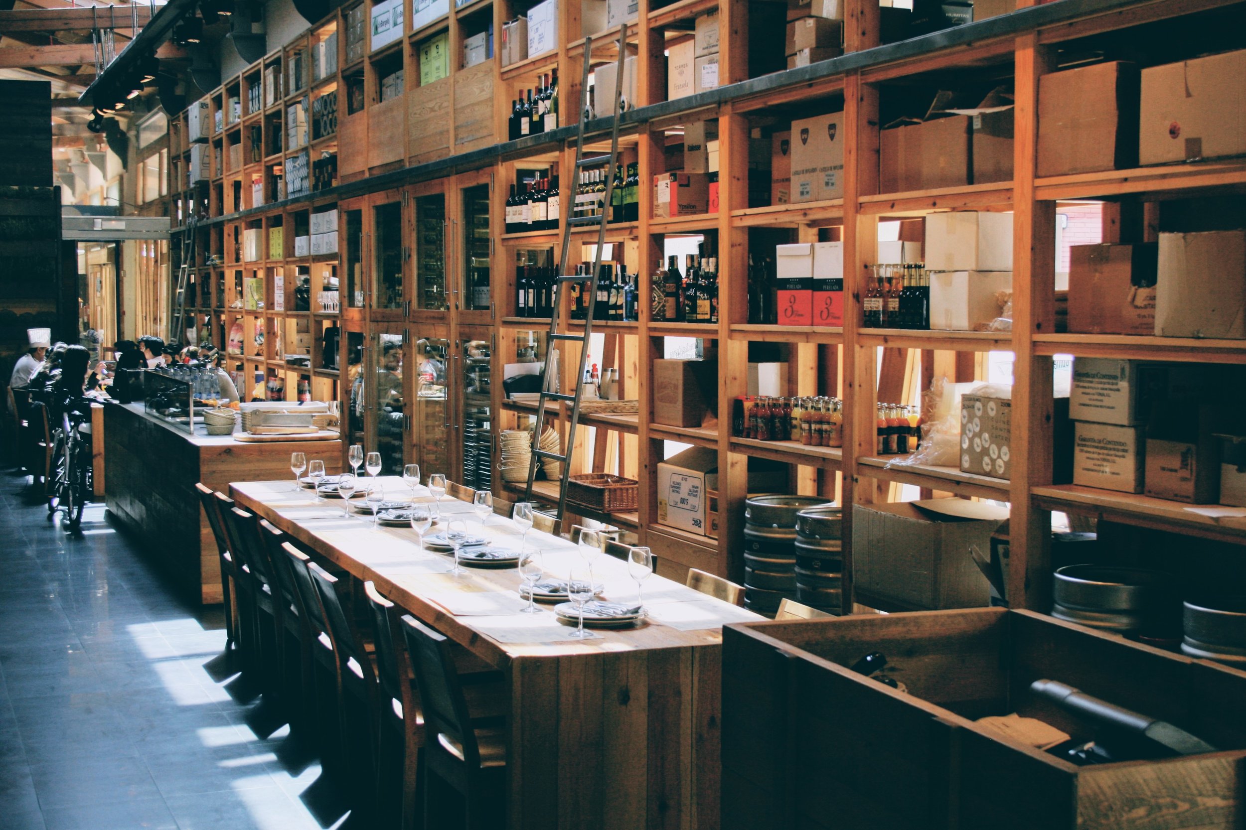 The restaurant space at Santa Caterina market