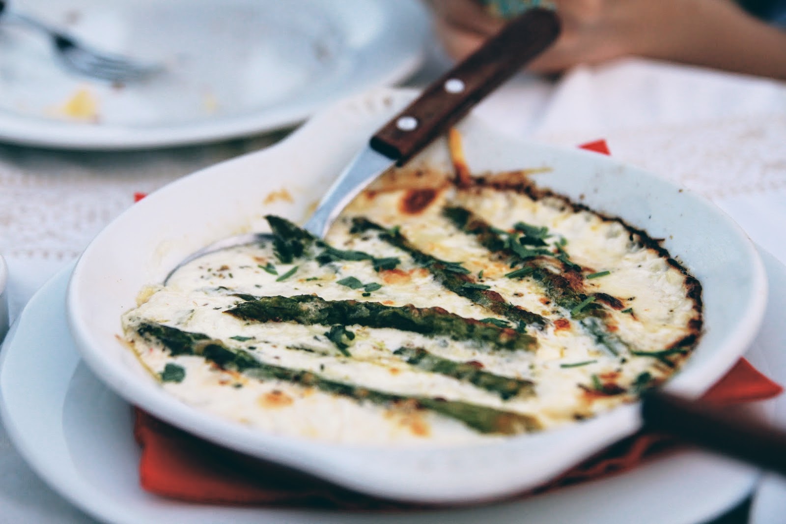 Grilled cheese and asparagus at Metaxi Mas
