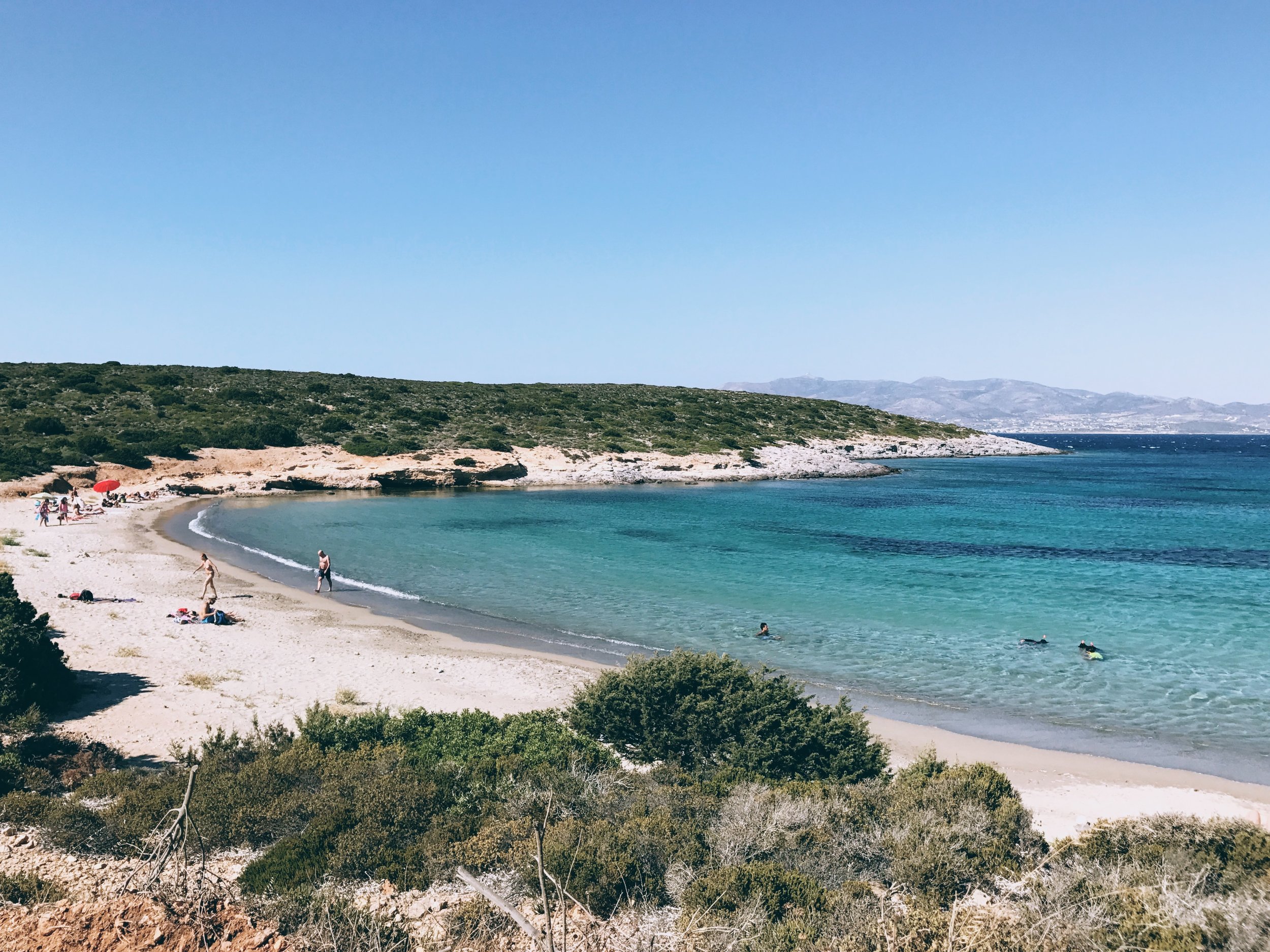 Sostis beach with its signature turquoise waters