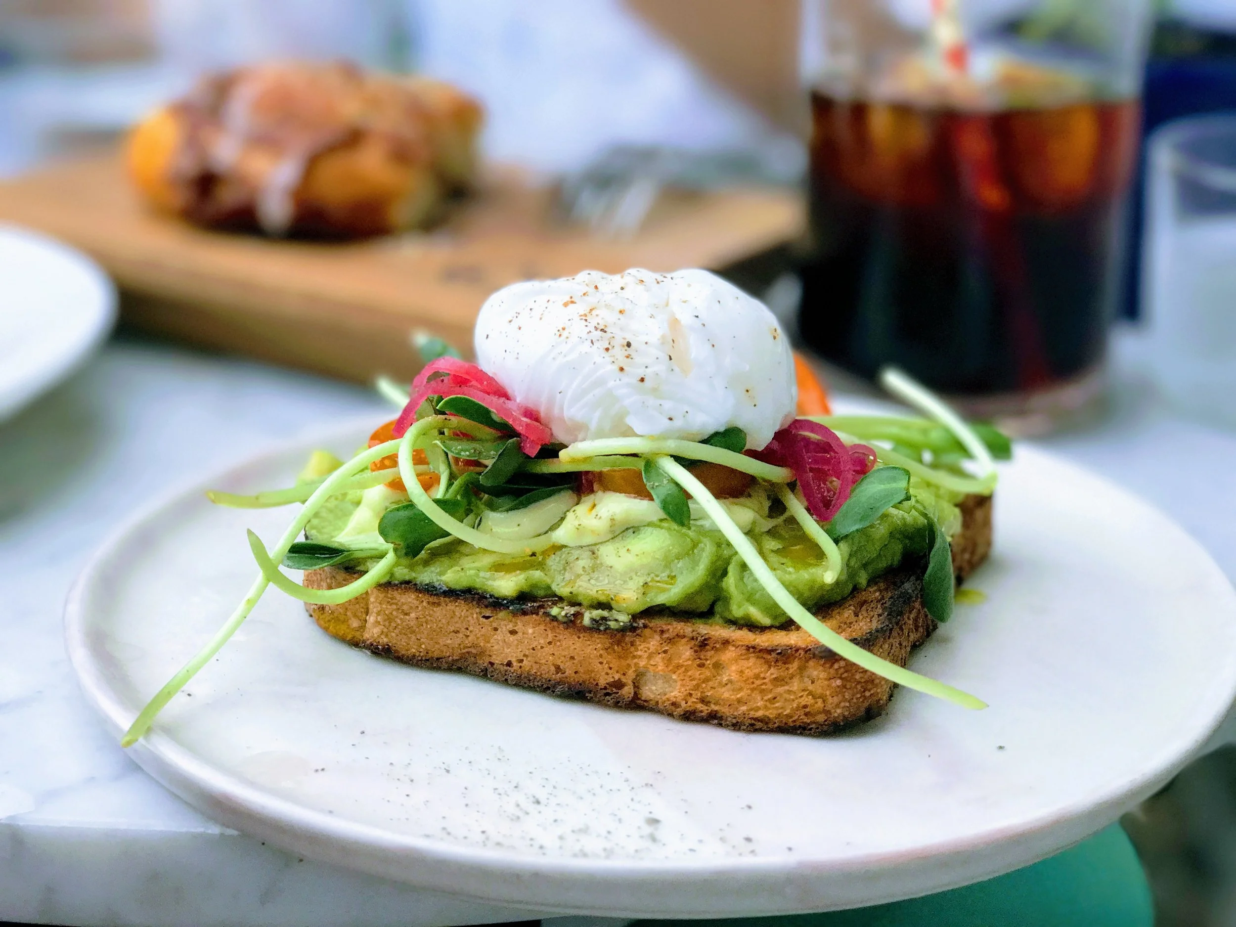 Avocado toast with poached egg