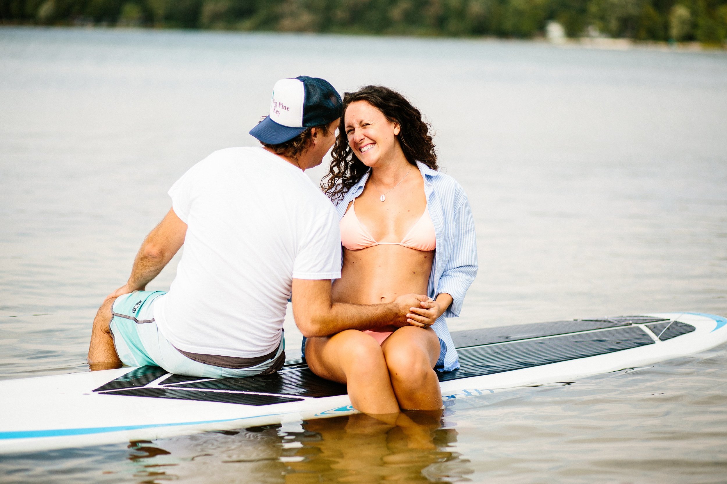 Married Couples Maternity Beach Portrait Session on Paddle Board in Door County WI by Seattle Photographer Janelle Elaine Photography.jpg