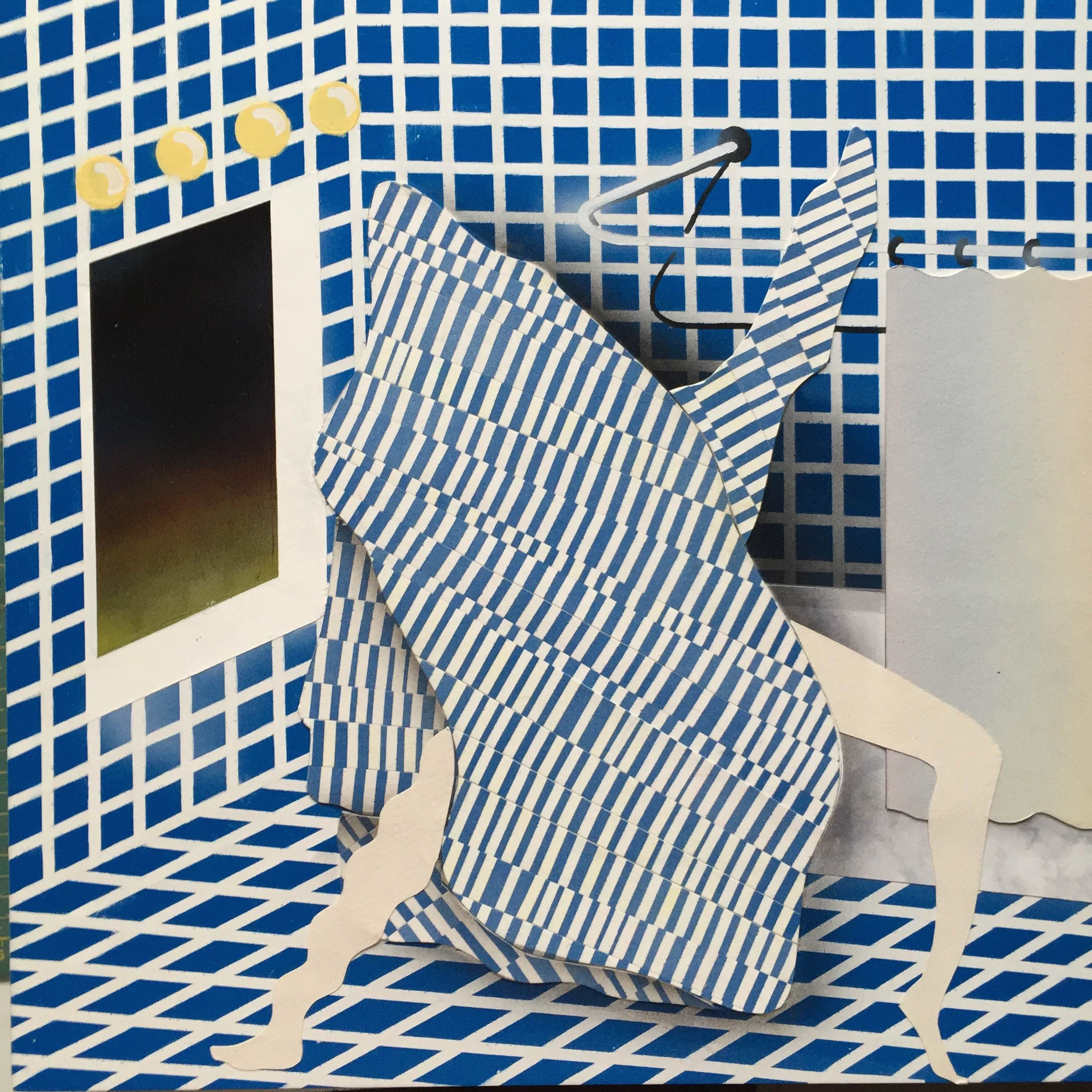  Christian Little,  Hard Feelings #5 (Towel Tango) , acrylic and paper on panel, 12" x 12", SOLD 