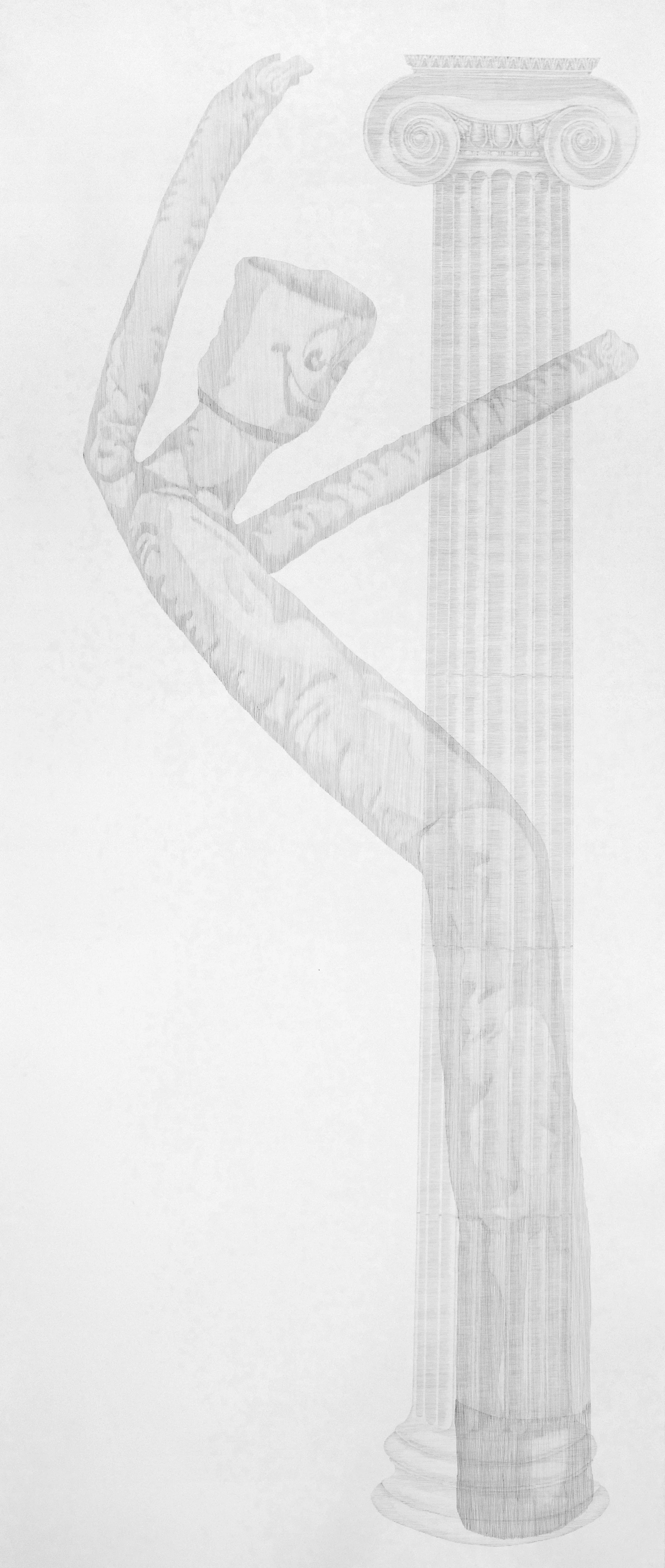 Daina Mattis, Capital, graphite on paper, 117" x 50"