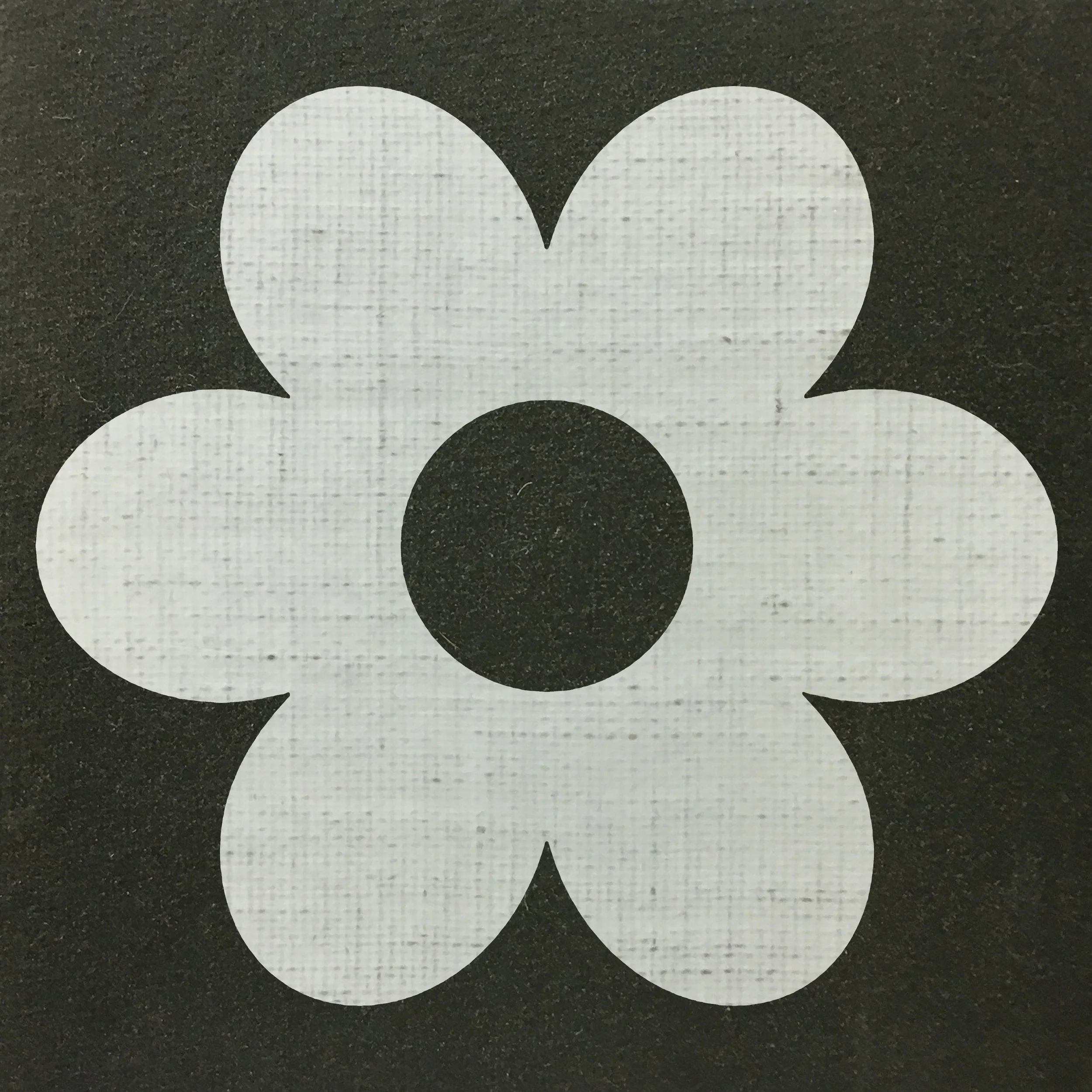 Ross Watts, flor.negro, Tar Paper, burlap and plaster on wood panel, 30" x 30"