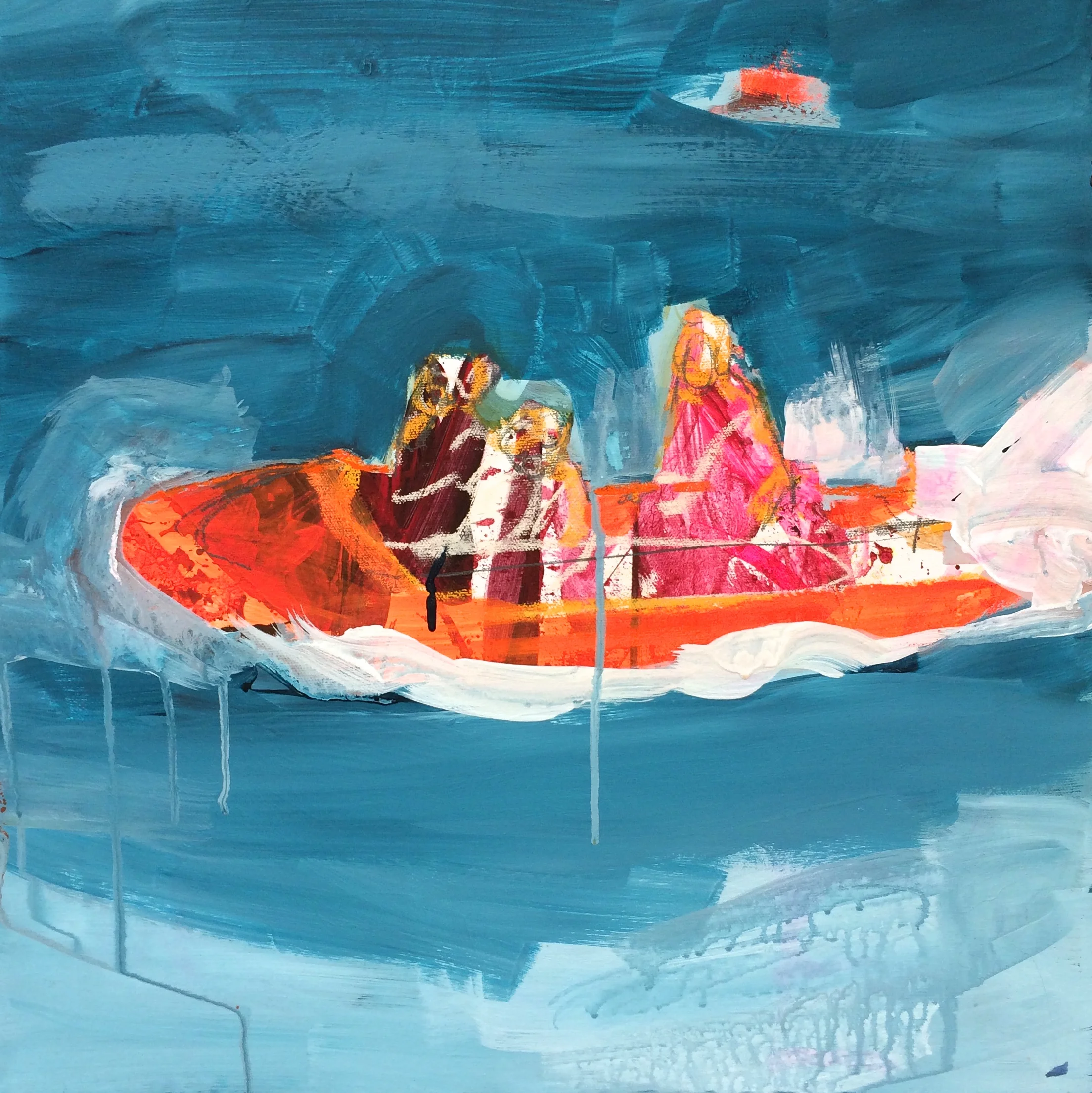 Melora Griffis, nautical intervention , acrylic and pastel on canvas, 18" x 18"