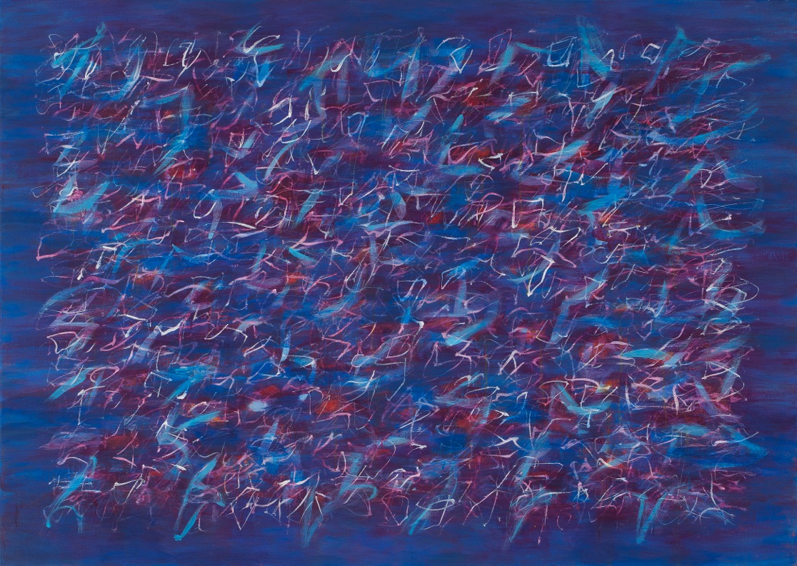  Margaret Garrett,  secrets , acrylic on linen, 43” x 61” 