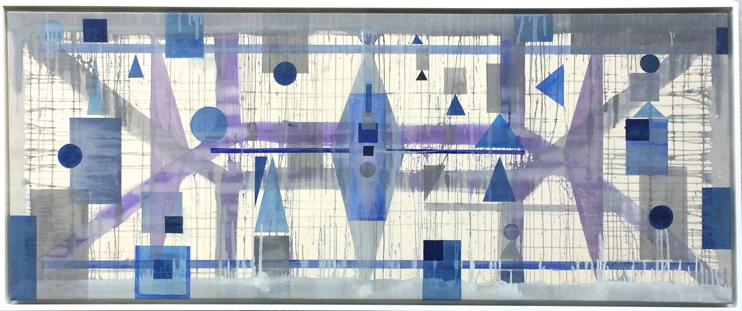  Steven Kinder,  G-80-17 , Acrylic and pigment on canvas, 38.5" x 91.5" x 2.5" (framed size), SOLD 