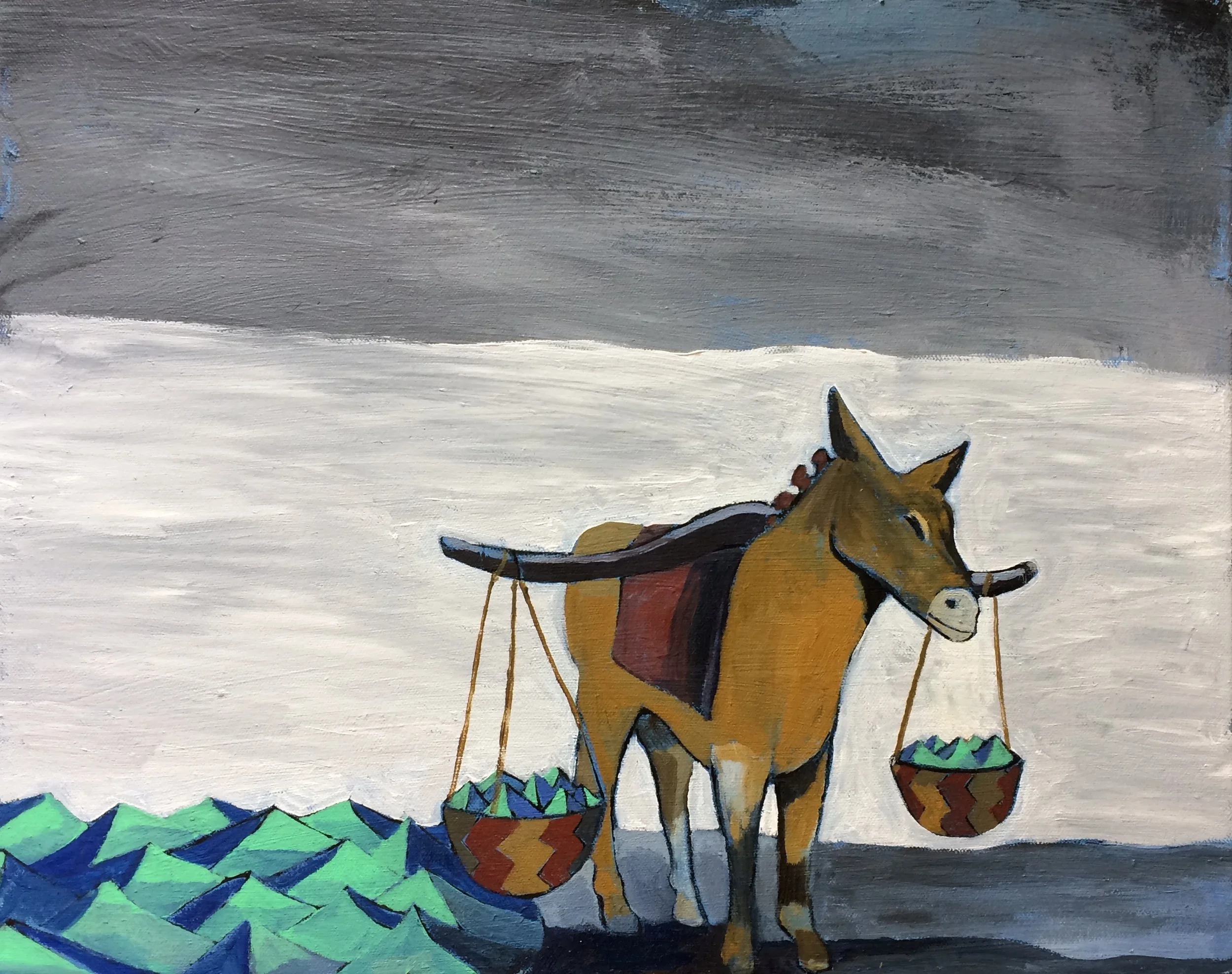 Paton Miller, Mule Hauls Water , oil on canvas, 16” x 20”