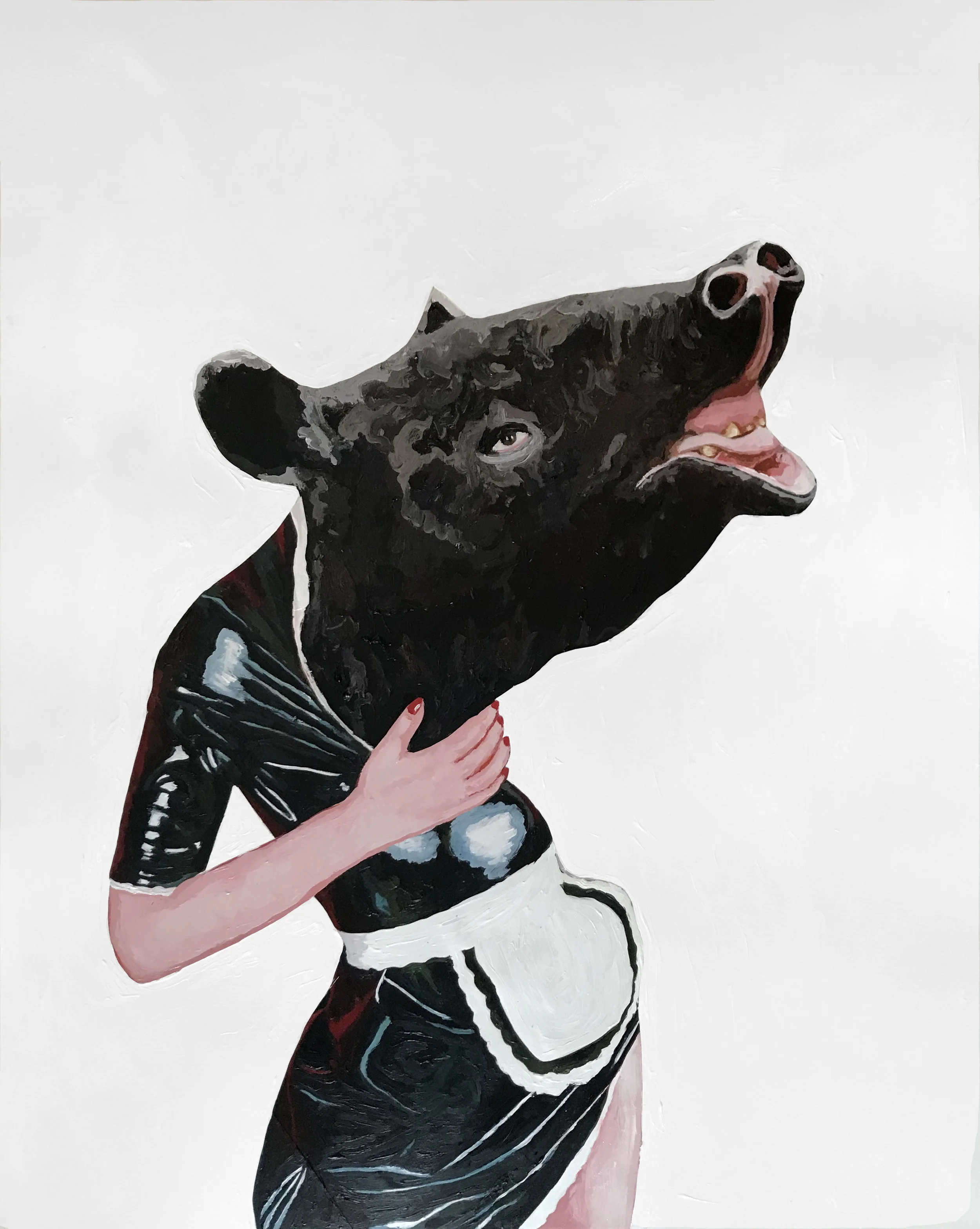 Yuliya Lanina, Snout , acrylic and mixed media on paper, 17" x 14"