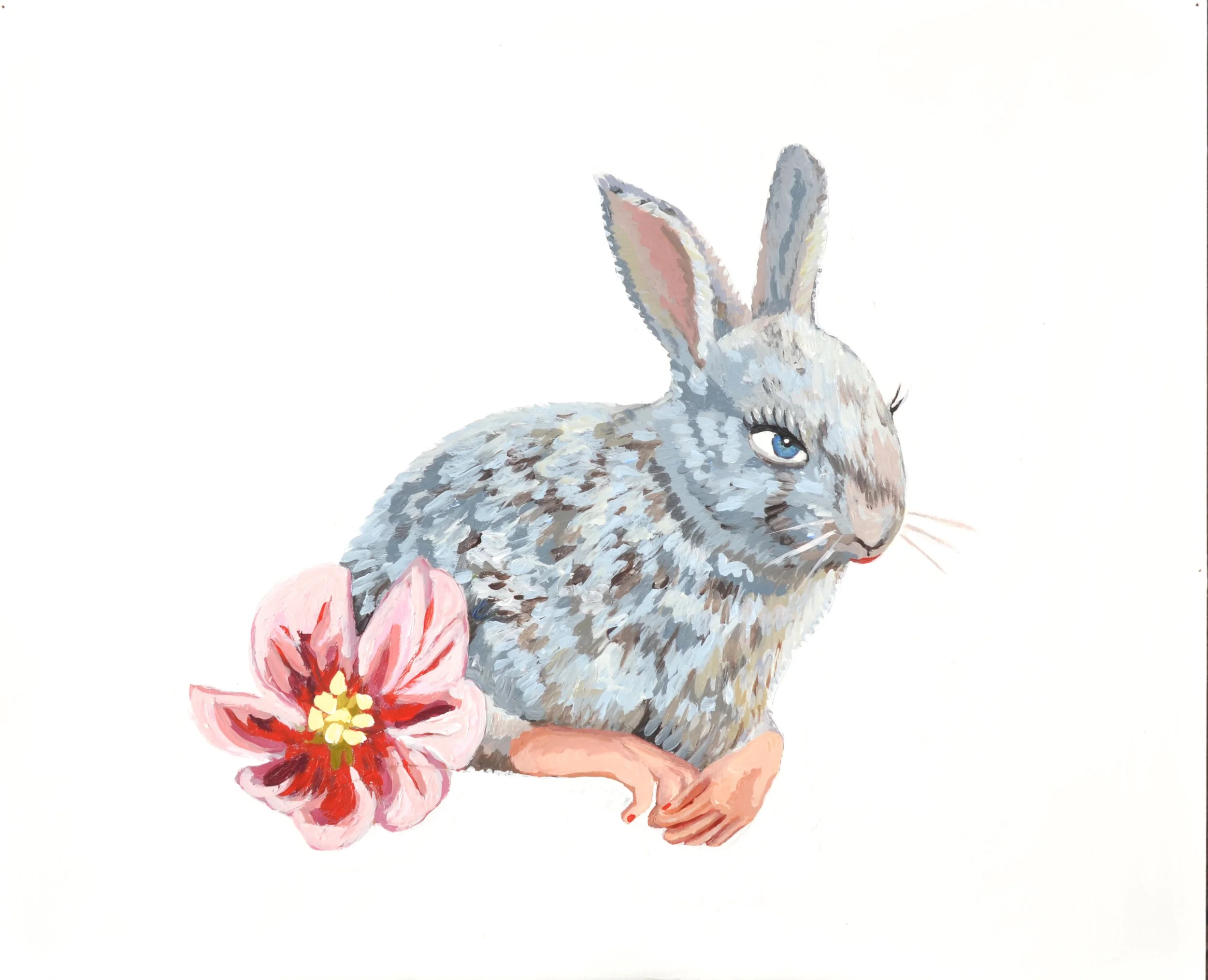 Yuliya Lanina, Bunny , acrylic and mixed media on paper, 14” x 17”