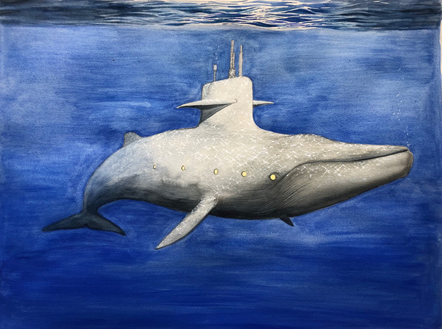 Scott Bluedorn, The Wanderer, watercolor and goauche on paper, 18" x 24"