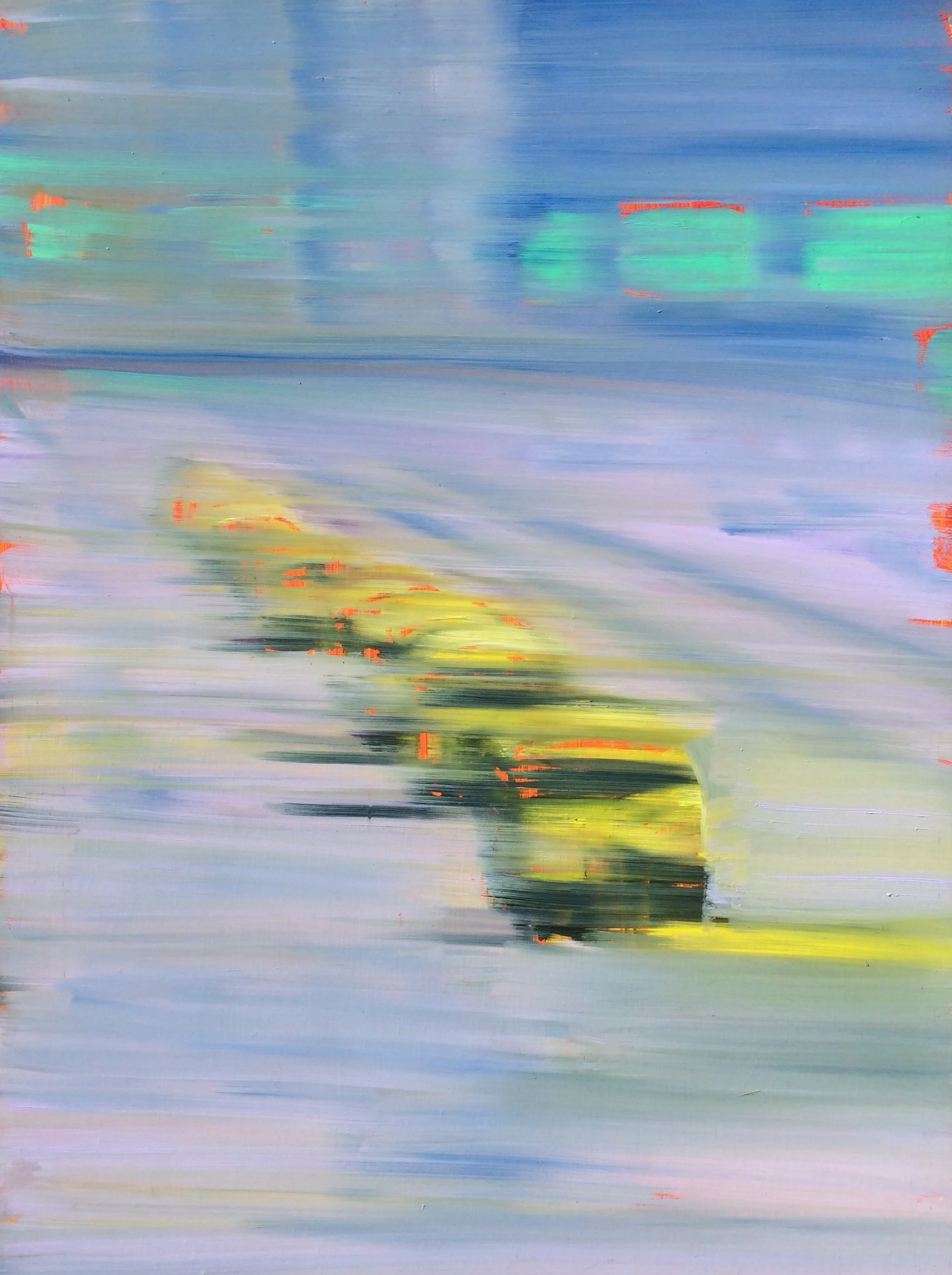 Barbara Friedman, Bus Convoy , oil on canvas, 36" x 27"