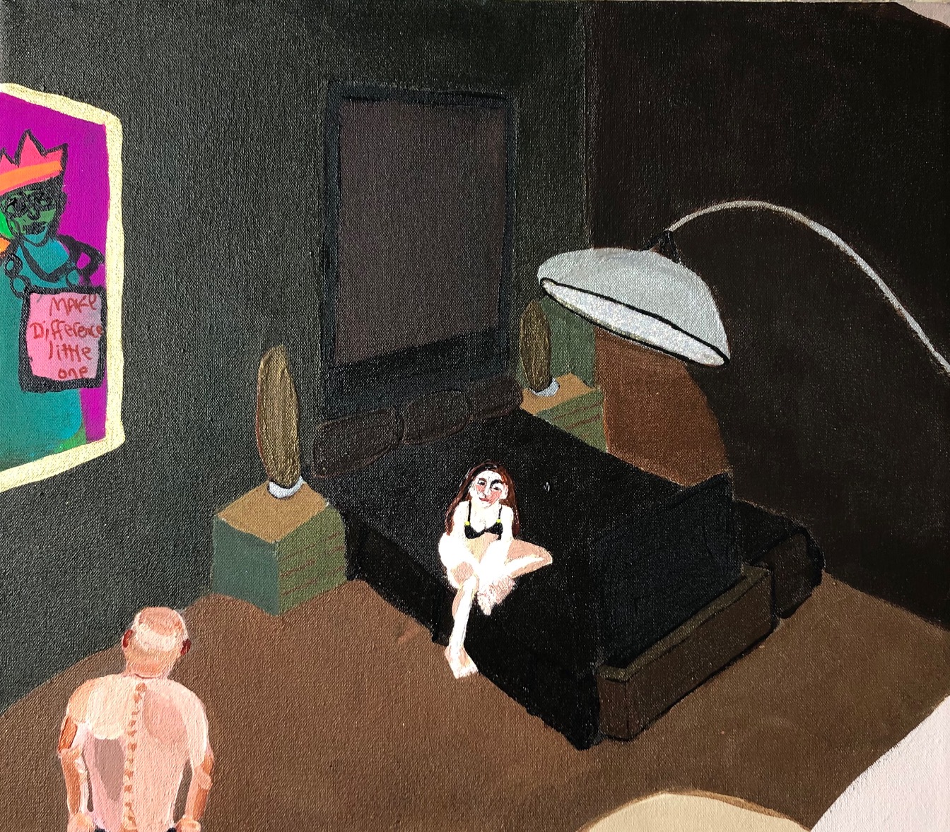 Melora Griffis, Tower , acrylic and glitter on canvas, 16” x 18”